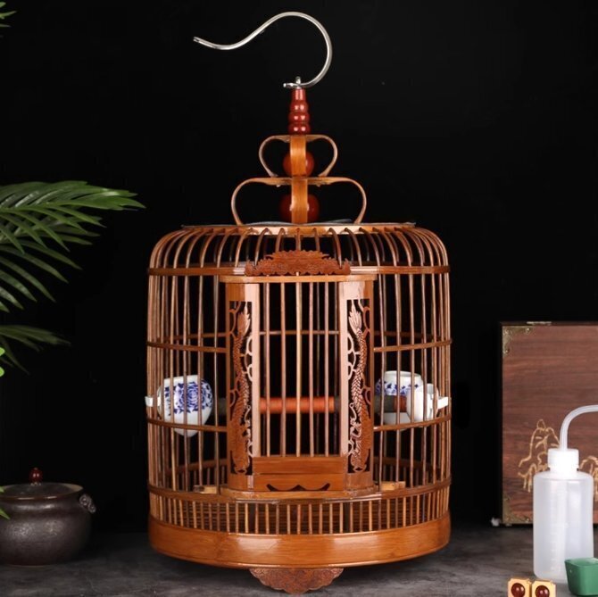 竹制鳥籠高級品付屬品一式鳥籠を手作り物