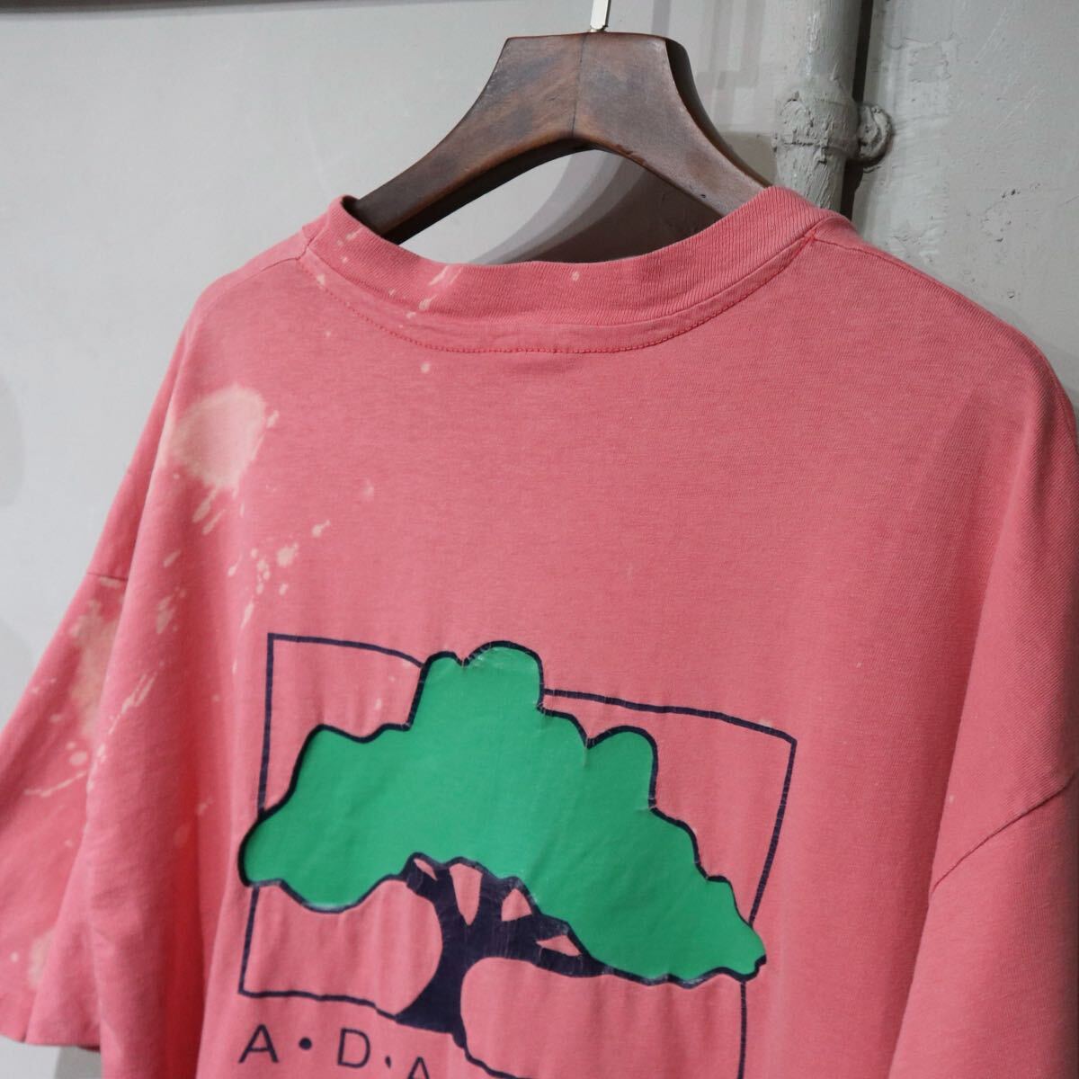 【即決】80s Hanes BEEFY-T ヘインズ ビーフィー Tシャツ ADAY1992 ピンク バックプリント シングルステッチ USA アメリカ製 古着 XL_画像6