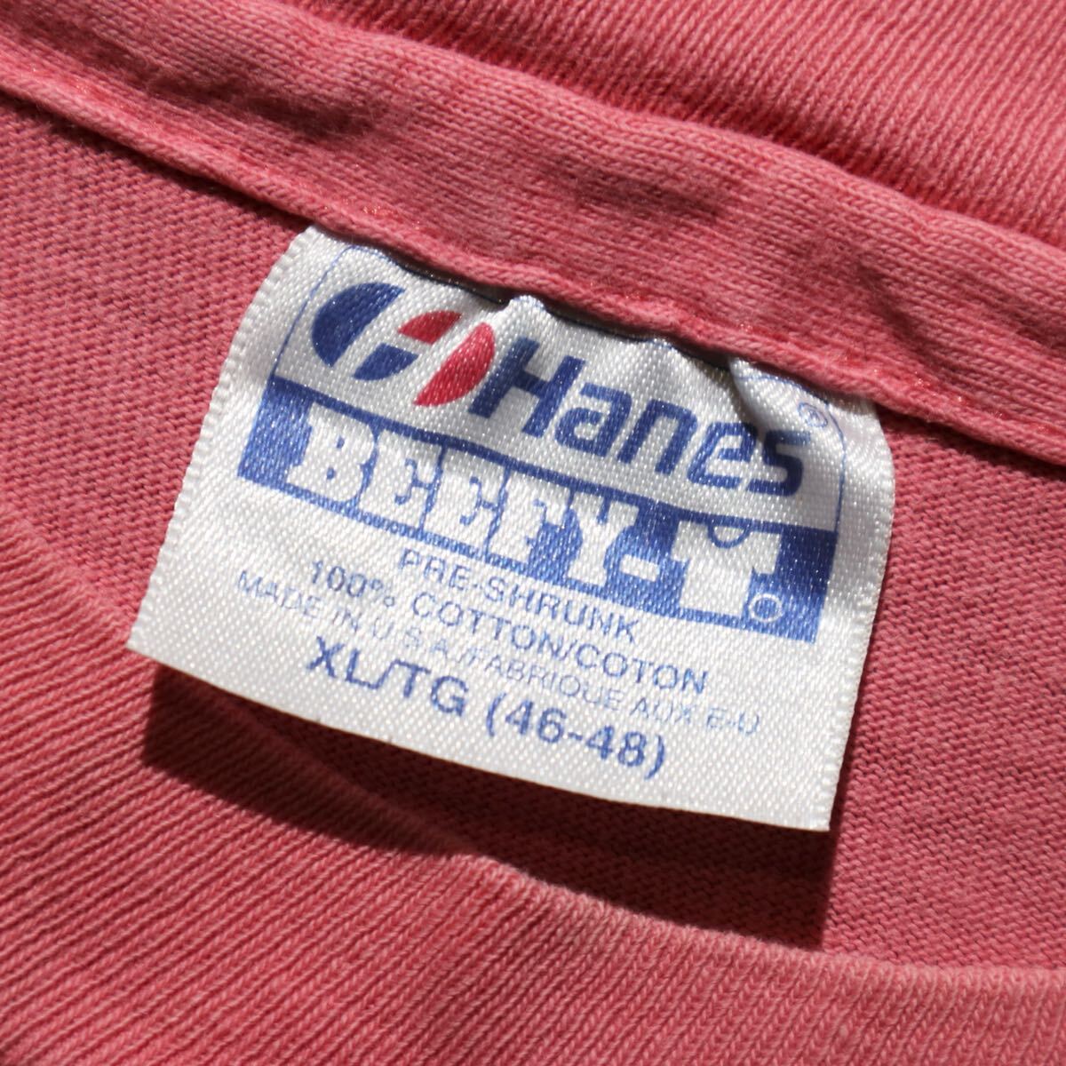 【即決】80s Hanes BEEFY-T ヘインズ ビーフィー Tシャツ ADAY1992 ピンク バックプリント シングルステッチ USA アメリカ製 古着 XL_画像10