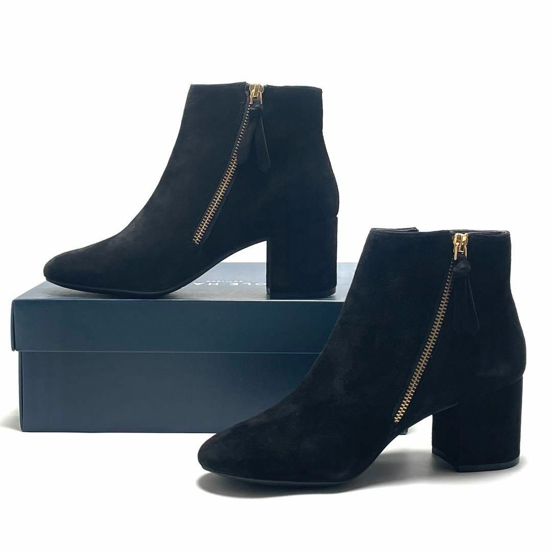 COLE HAAN コールハーン ダブル ジッパー セイラー グランド ブーティー II ブーツ スエード ブラック サイドファスナー レディース 24cm