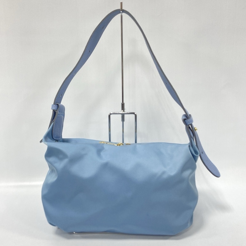 VIOLA d’ORO/ヴィオラドーロ/ナイロン×レザー/セミショルダー/ハンドバッグ/ブルー系/ゴールド金具/ロゴ刻印オリジナルファスナープル_画像2