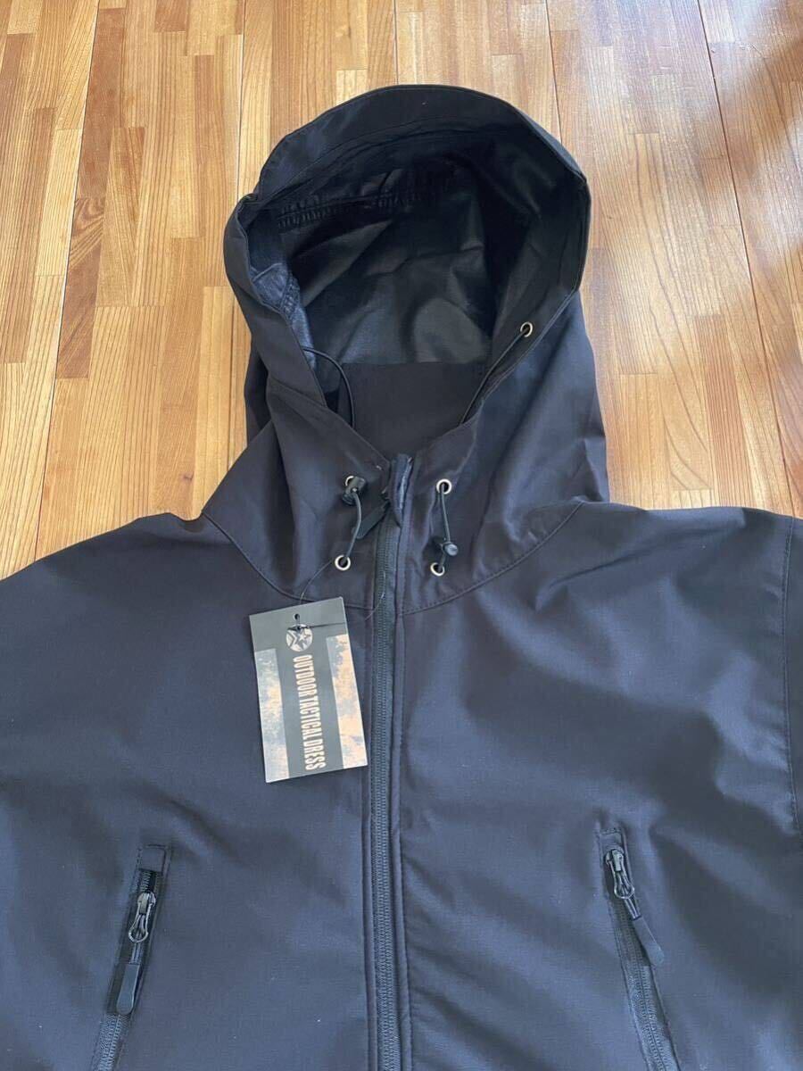 本格ミリタリー仕様 撥水 アーミージャケット ブラック L 新品 ダブルジップ 春夏用