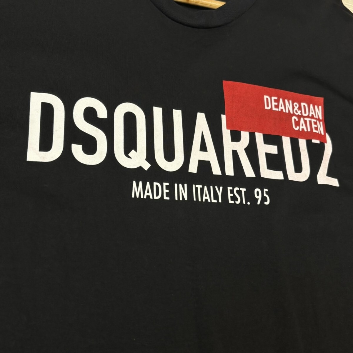 極美品/XXLサイズ●DSQUARED2 ディースクエアード ディーン &ダン?ケイティン ロゴプリント Tシャツ 半袖 ブラック メンズ トップス
