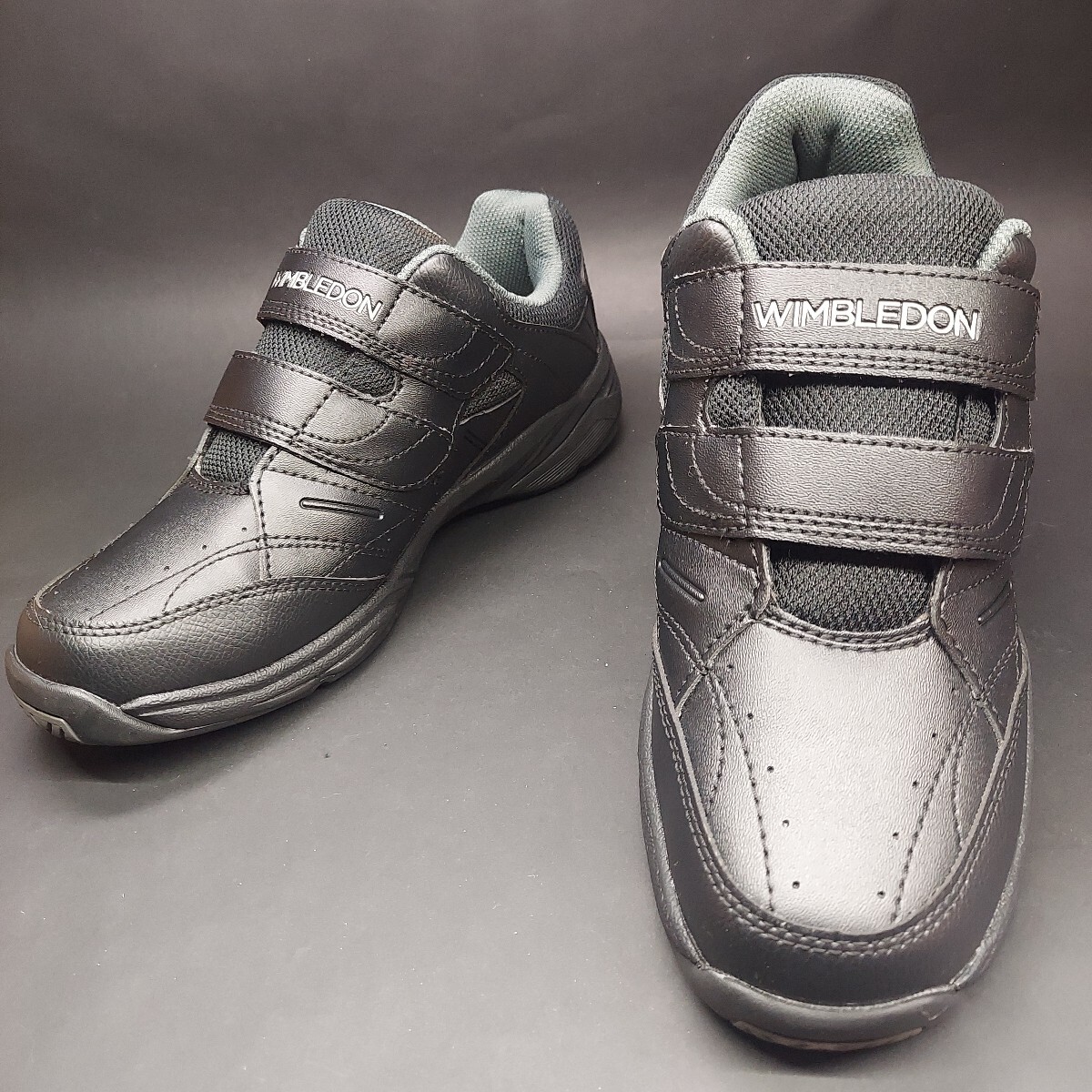 【美品】WIMBLEDON ウィンブルドン ベルクロタイプ ウォーキング スポーツシューズ ブラック 24.0cm 4E