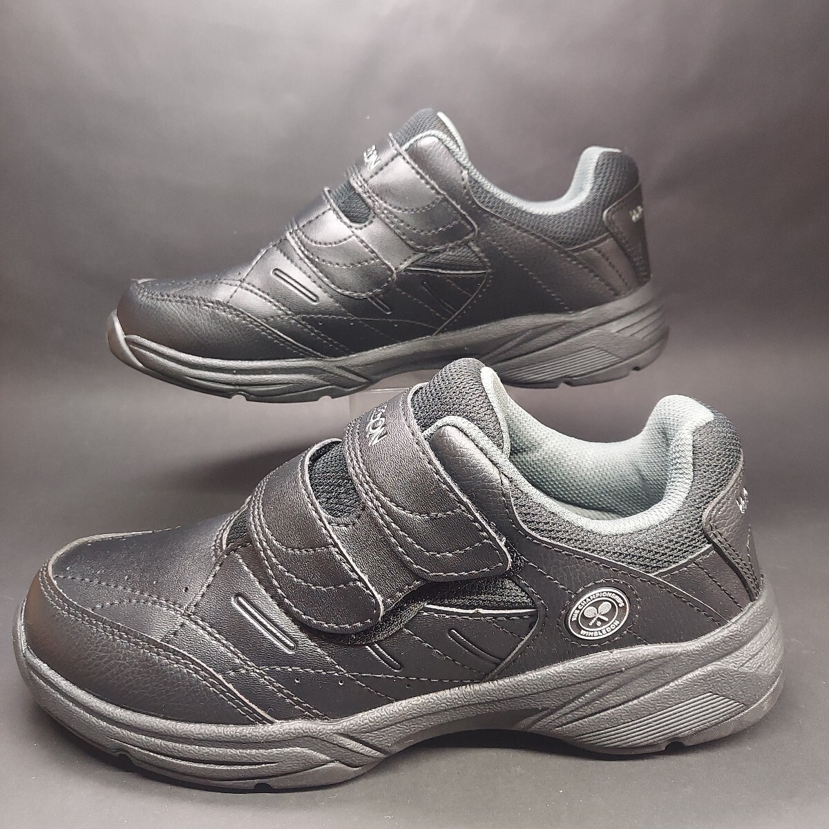 【美品】WIMBLEDON ウィンブルドン ベルクロタイプ ウォーキング スポーツシューズ ブラック 24.0cm 4E