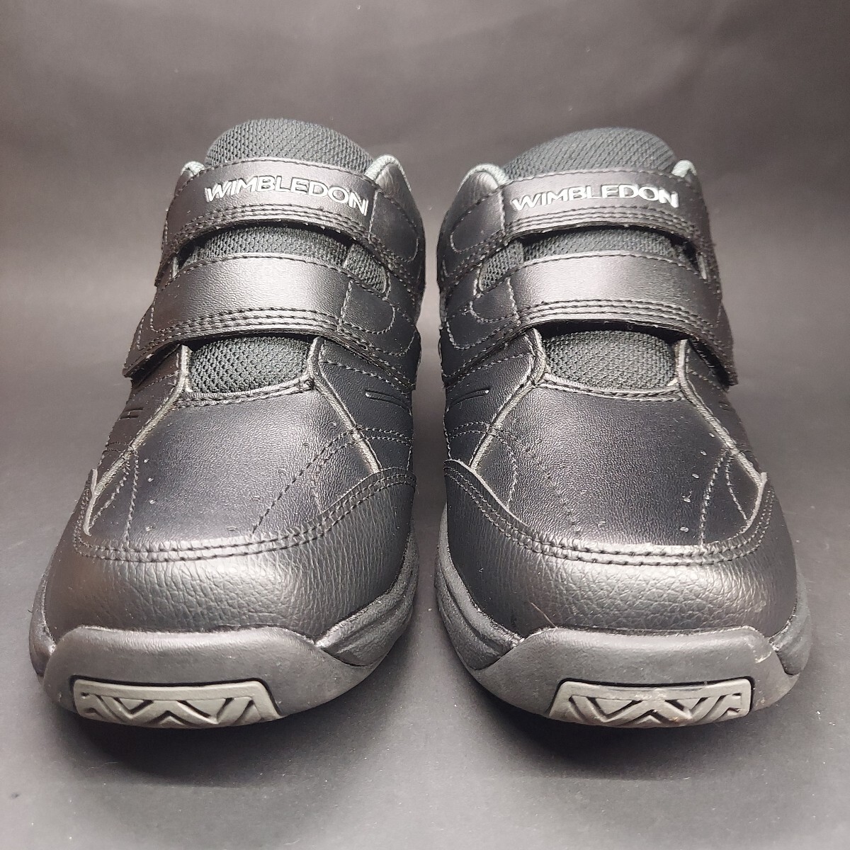 【美品】WIMBLEDON ウィンブルドン ベルクロタイプ ウォーキング スポーツシューズ ブラック 24.0cm 4E