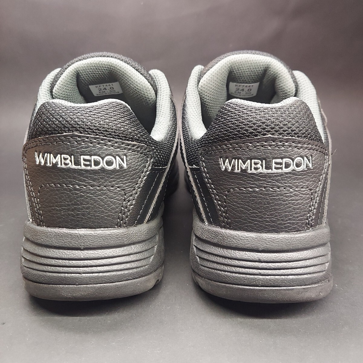 【美品】WIMBLEDON ウィンブルドン ベルクロタイプ ウォーキング スポーツシューズ ブラック 24.0cm 4E