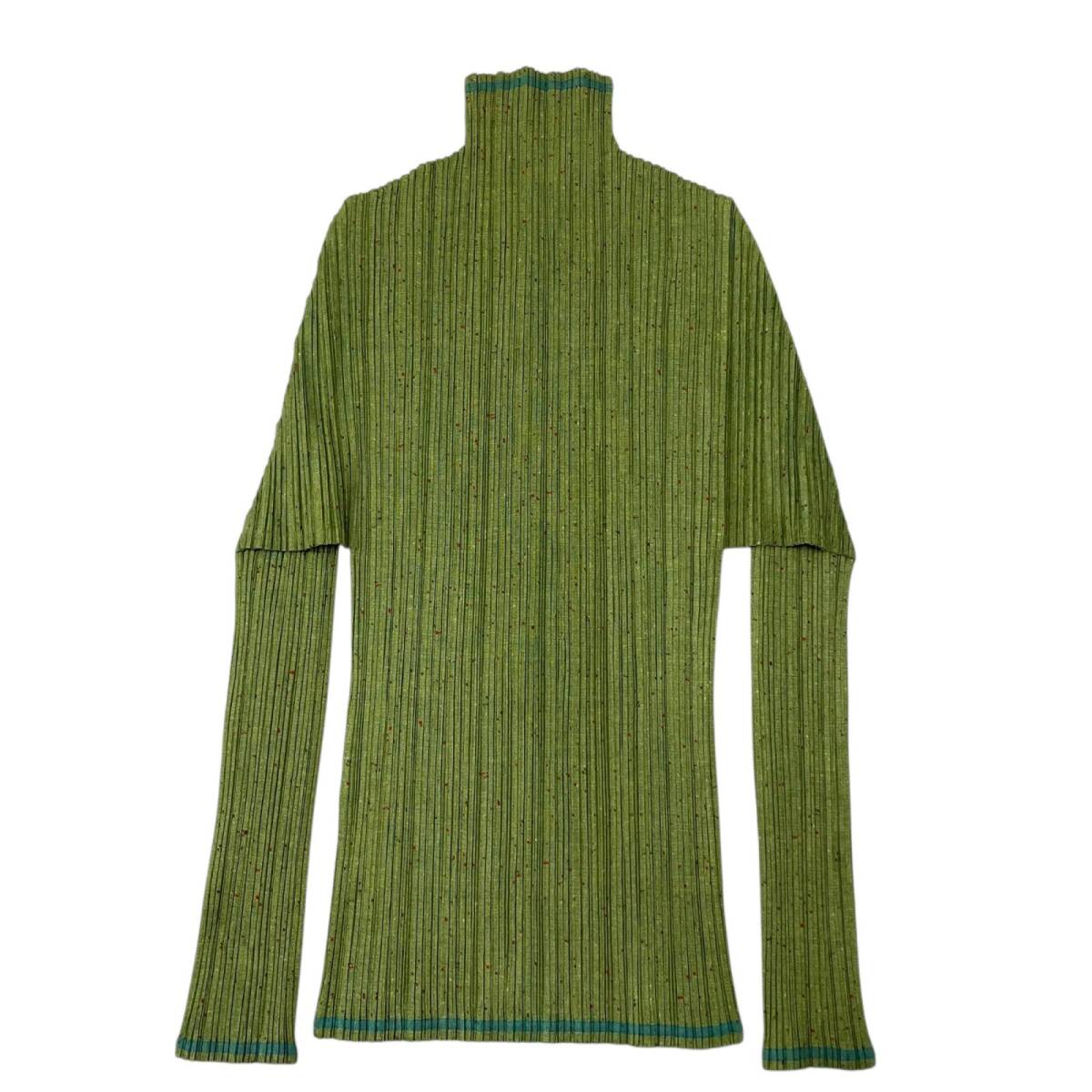 ○ISSEY MIYAKE イッセイミヤケ PLEATS PLEASE プリーツプリーズ 長袖カットソー PP12-JK263 サイズ4 グリーン系 レディース