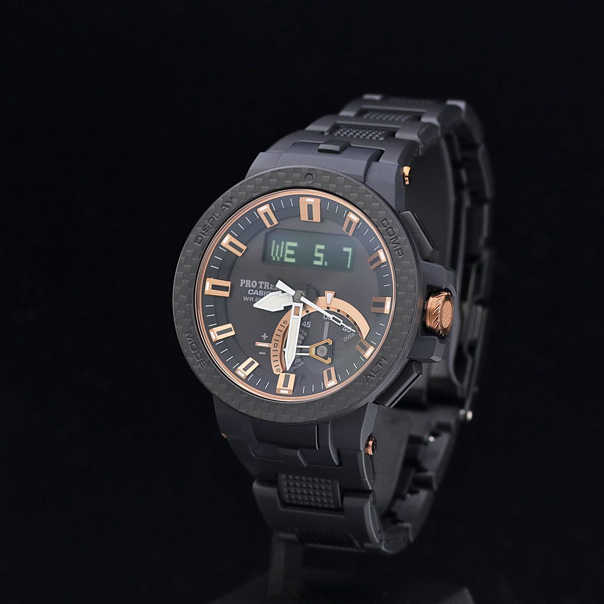 1円～ 未使用 CASIO カシオ PRO TRK プロトレック カーボンベゼル PRW-7000X-1JR チタン 電波ソーラー 箱保取 定価12.1萬