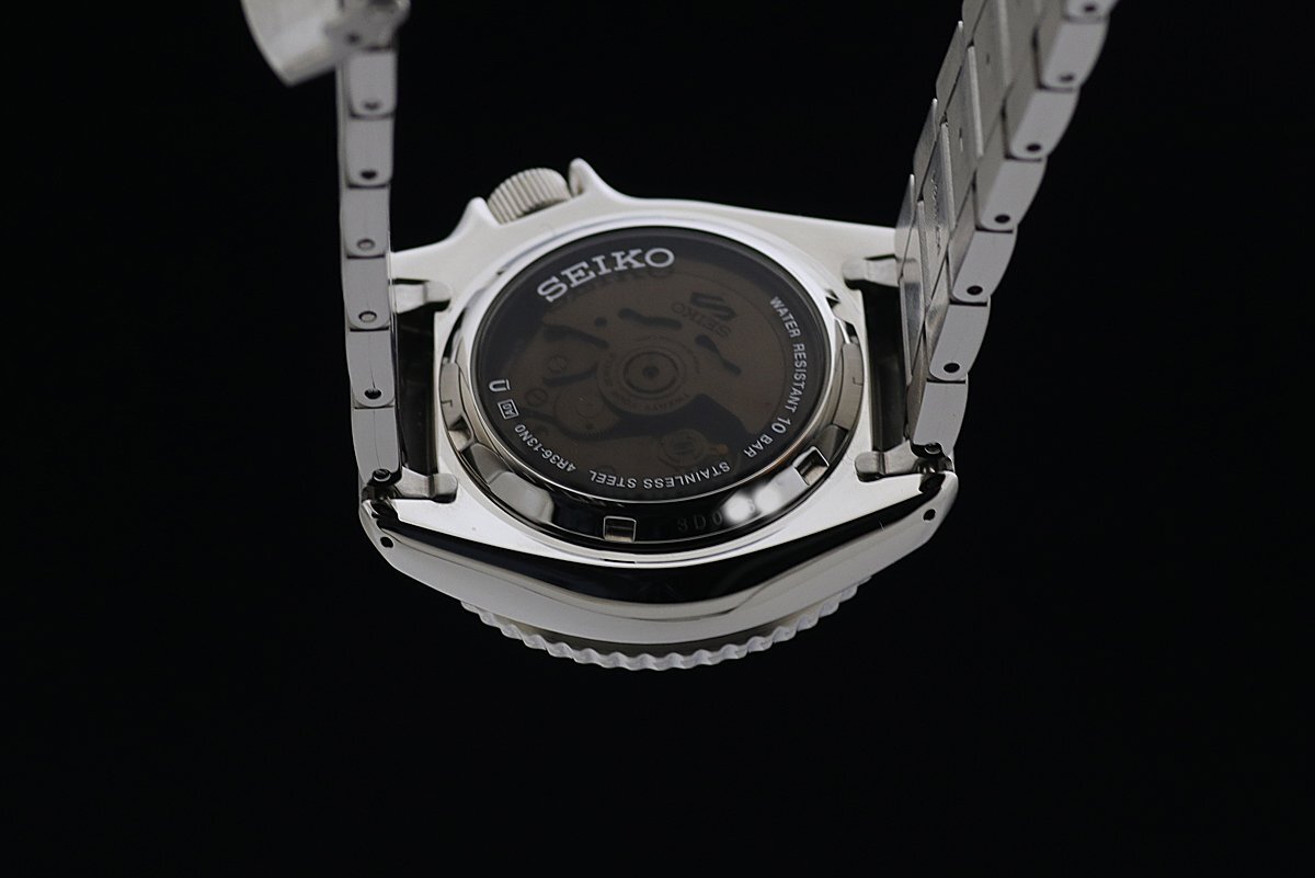 1円～ 超美品 保証殘 日差良好 セイコー SKX Sports タイムソナー SRPJ45K1 4R36-13N0 SS メンズ 自動(dòng)巻 ブルーグリーン文字盤(pán) 箱保取