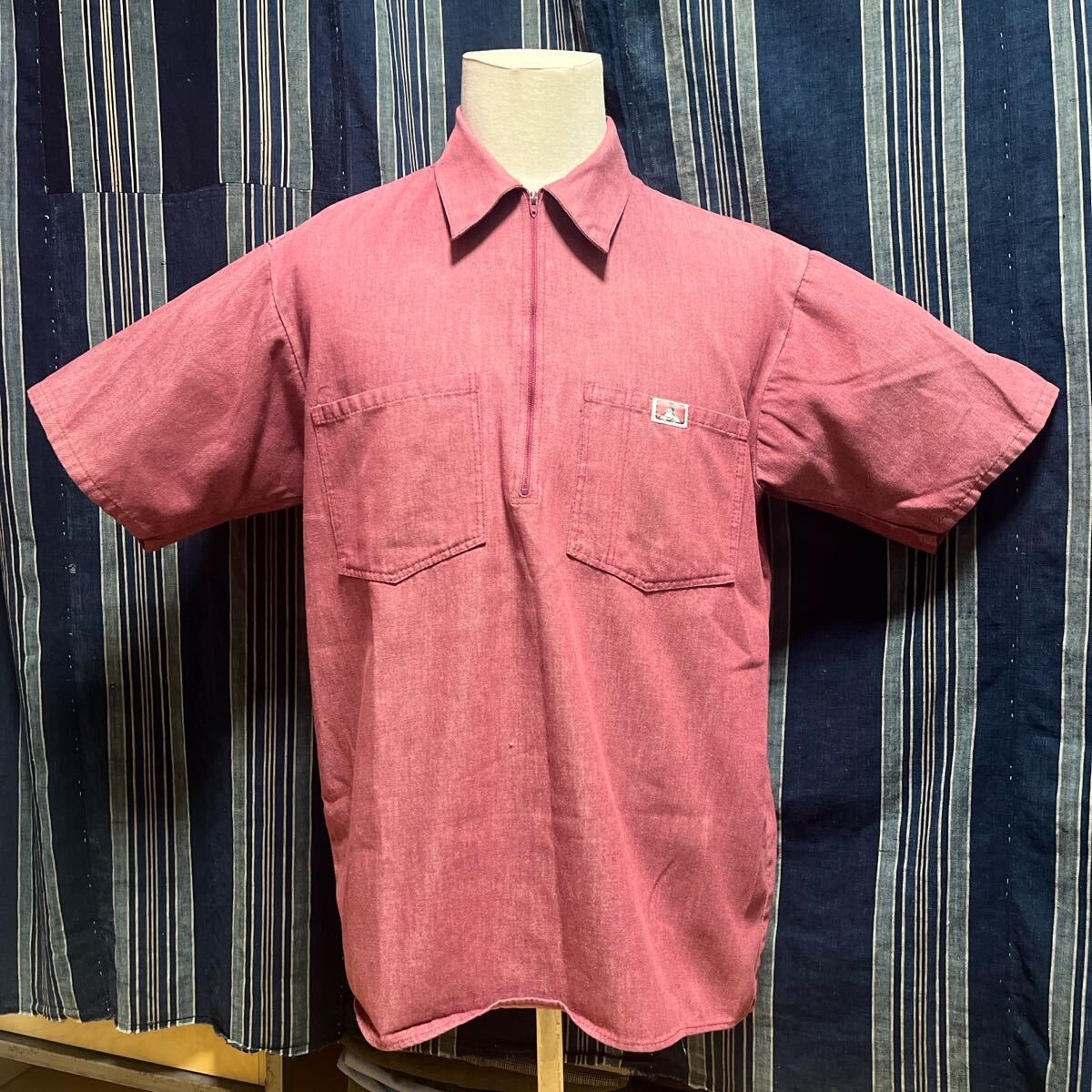 90s ben davis pullover shirt jacket usa talon zipper red 90年代 プルオーバー シャンブレー シャツ アメリカ制
