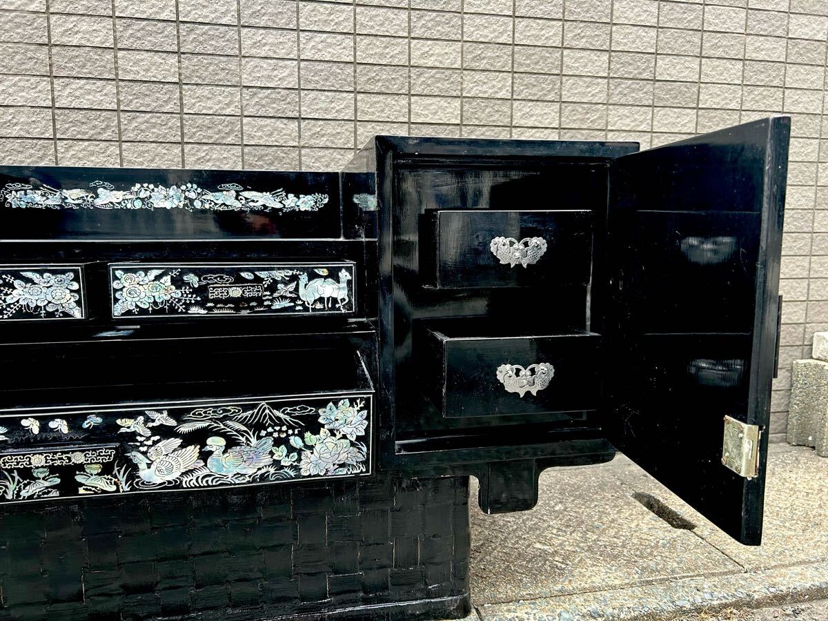 自宅保管品】螺鈿/螺鈿細工/鏡台/台のみ/木製/収納/引出し/家具