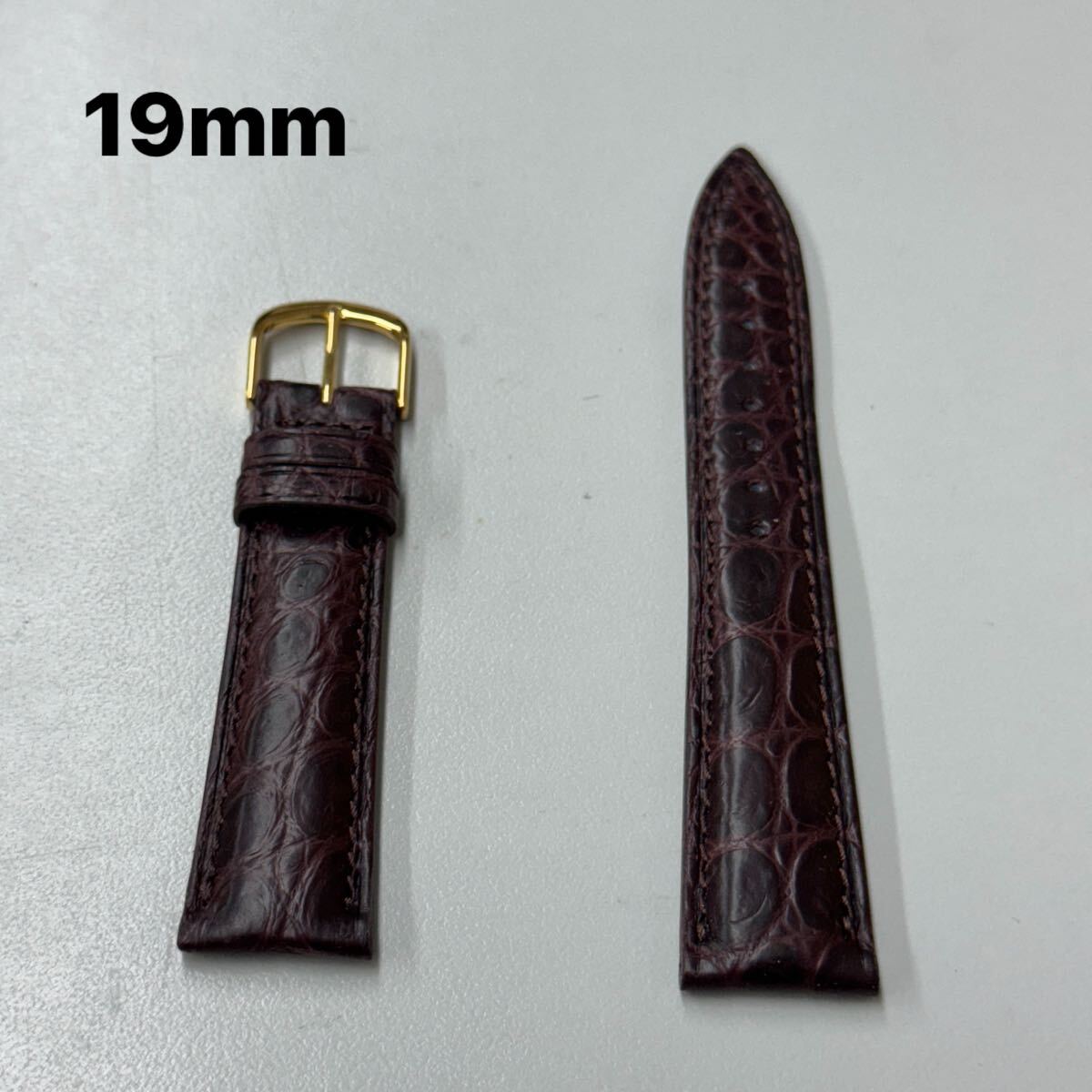 時(shí)計(jì)ベルト レザーベルト BAMBI バンビ 19mm BWA021BR ワニ革 クロコダイル ラバータイプ 替ベルト 交換ベルト チョコ ダークブラウン