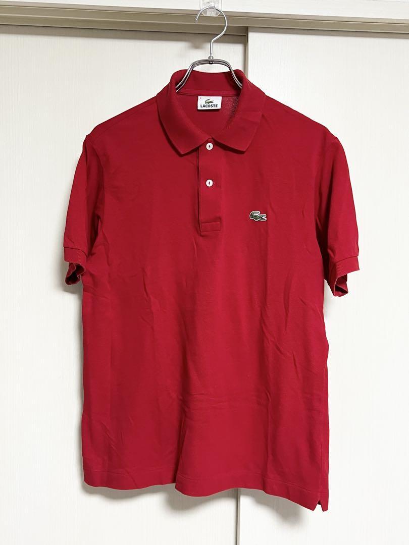 即決 良品 日本製 LACOSTE L1212 4 ポロシャツ ラコステ 赤