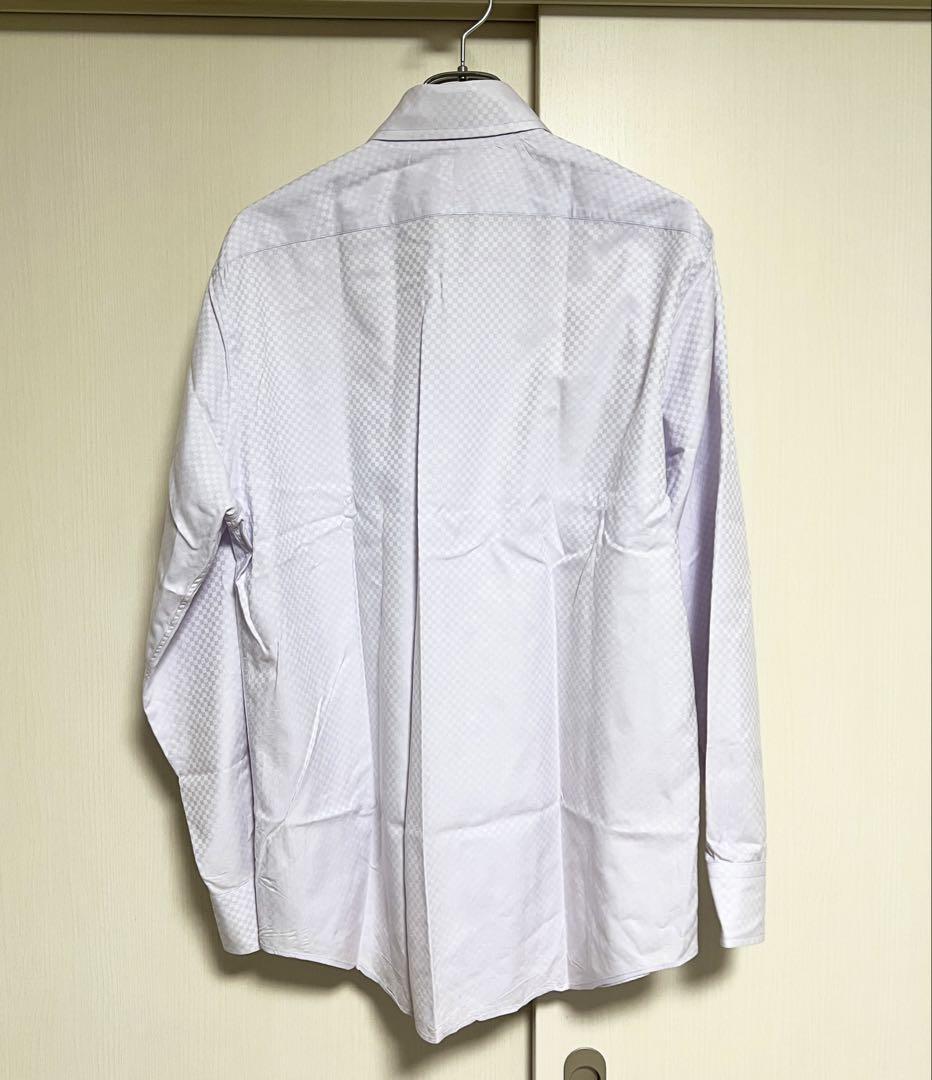 即決★美品 Paul Smith LONDON★XL チェックドレスシャツ ポールスミス ロンドン ラベンダー 花柄 ビジネス コットン