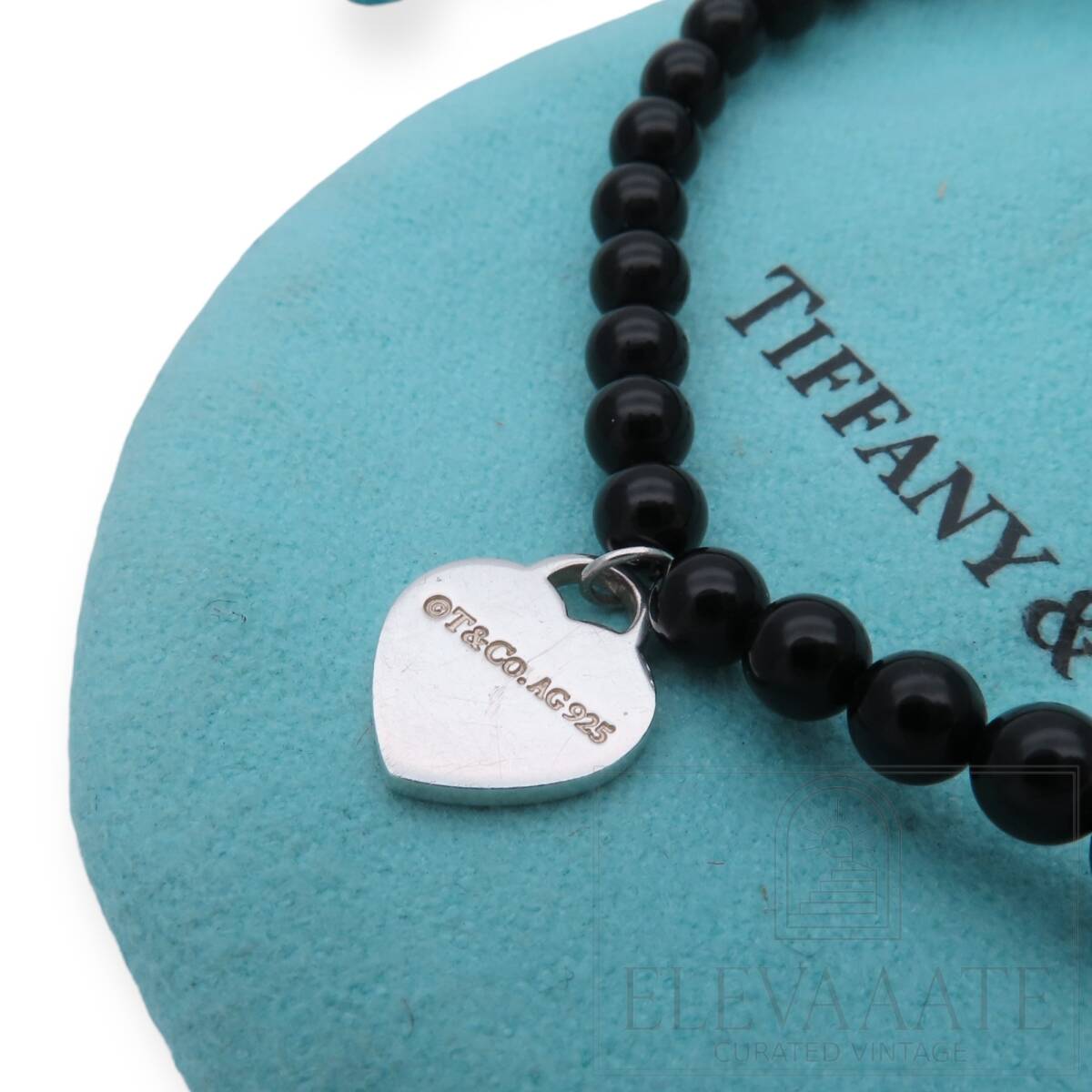 希少 美品 Tiffany&Co. ティファニー リターントゥ ハート オニキス ボール ブレスレット SV925 ブラック シルバー TO66