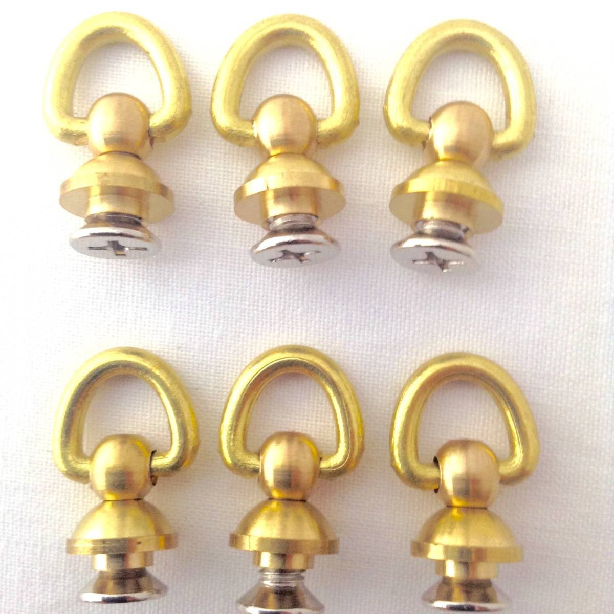 回転式 ドロップハンドル トチカン 6個セット 金色 真鍮 レザークラフト ハンドメイド DIY 送料無料
