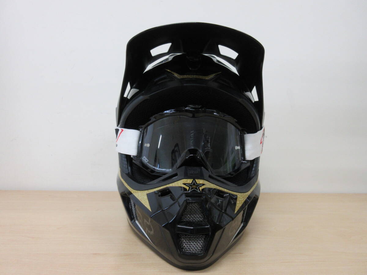 Am476 中古 FOX V2 ロックスターエナジードリンク SNELL フルフェイスヘルメット Mサイズ ゴーグル付き