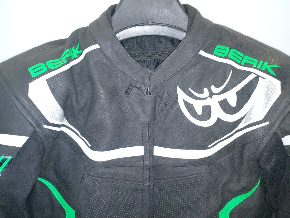 BERIK/レザージャケット春?夏?秋/黒＆緑＆白/9063/サイズ/56/XLW～XXL/定価96000円/走行會(huì)/ツーリング/ツナギの上著/峠/ラスト１#