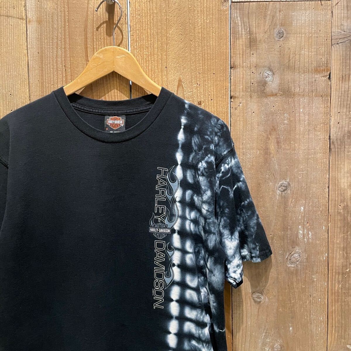 【M】2002年 USA製 ハーレー ダビッドソン タイダイ プリント Tシャツ 90s アメリカ古着 HARLEY DAVIDSON 半袖 ブラック 黒_画像2