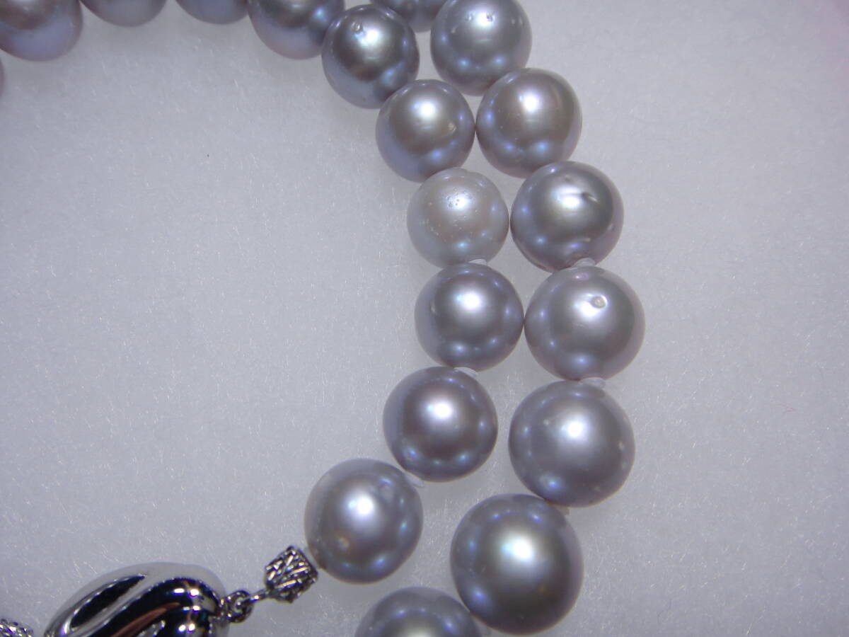 本真珠 本パール グレー系 ネックレス ジュエリーマキ 大玉！ 約