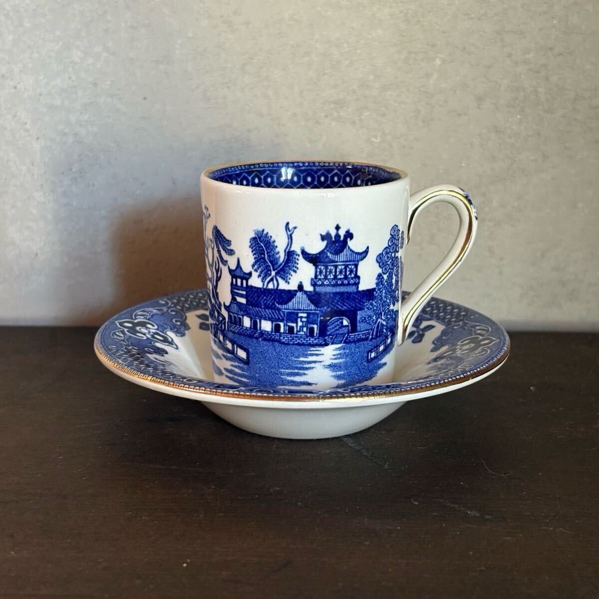 【BURLEIGHWARE バーレイ カップ&ソーサー】検//ティーカップ コーヒーカップ ビンテージ アンティーク ENGLAND 希少 ブルーウィロー 英國
