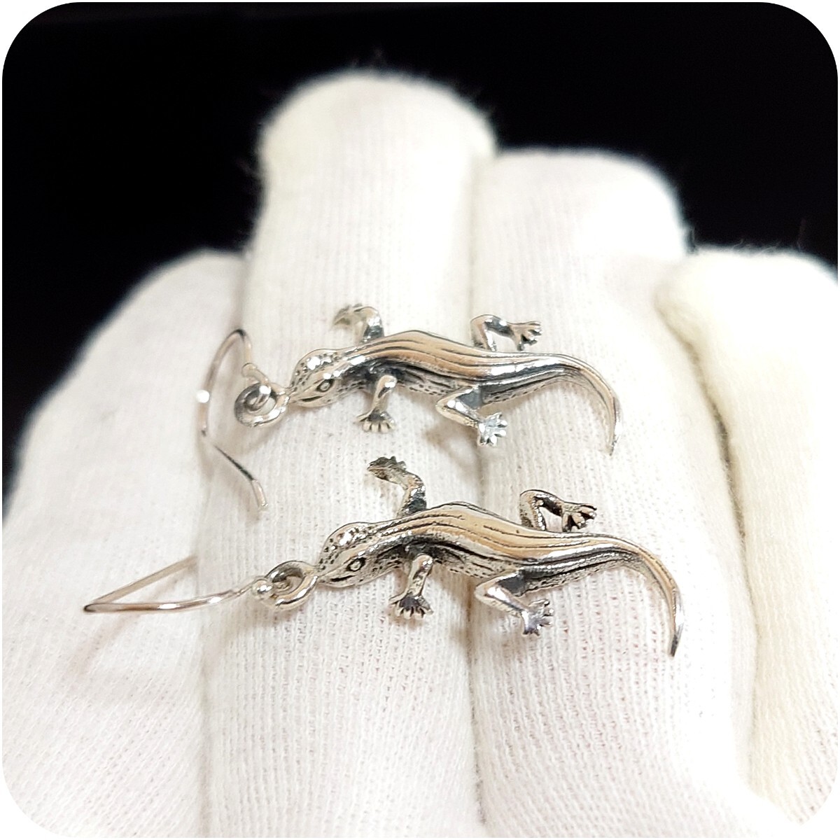 3754 SILVER925 蜥蜴ピアス シルバー925 トカゲ リザード とかげ 生物 イモリ ヤモリ 爬蟲類 ネイティブ ユニセックス ヴィンテージ レア