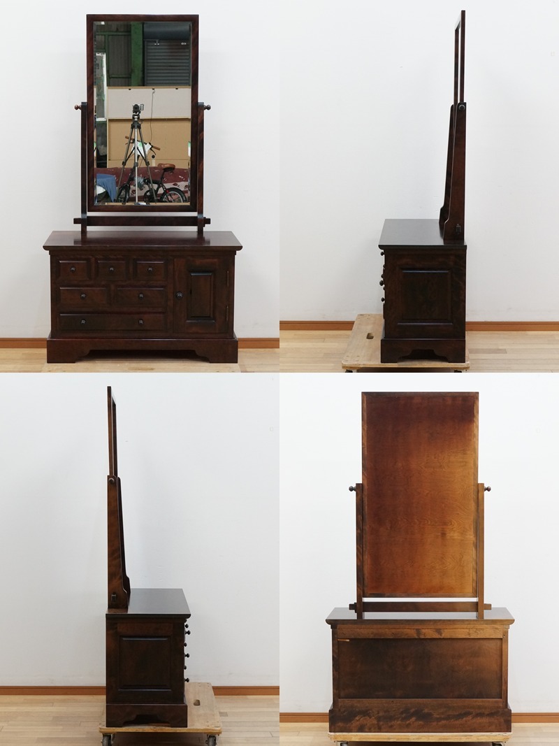 松本民芸】ミラー付チェスト!! ドレッサー 鏡台 重厚 収納 高級