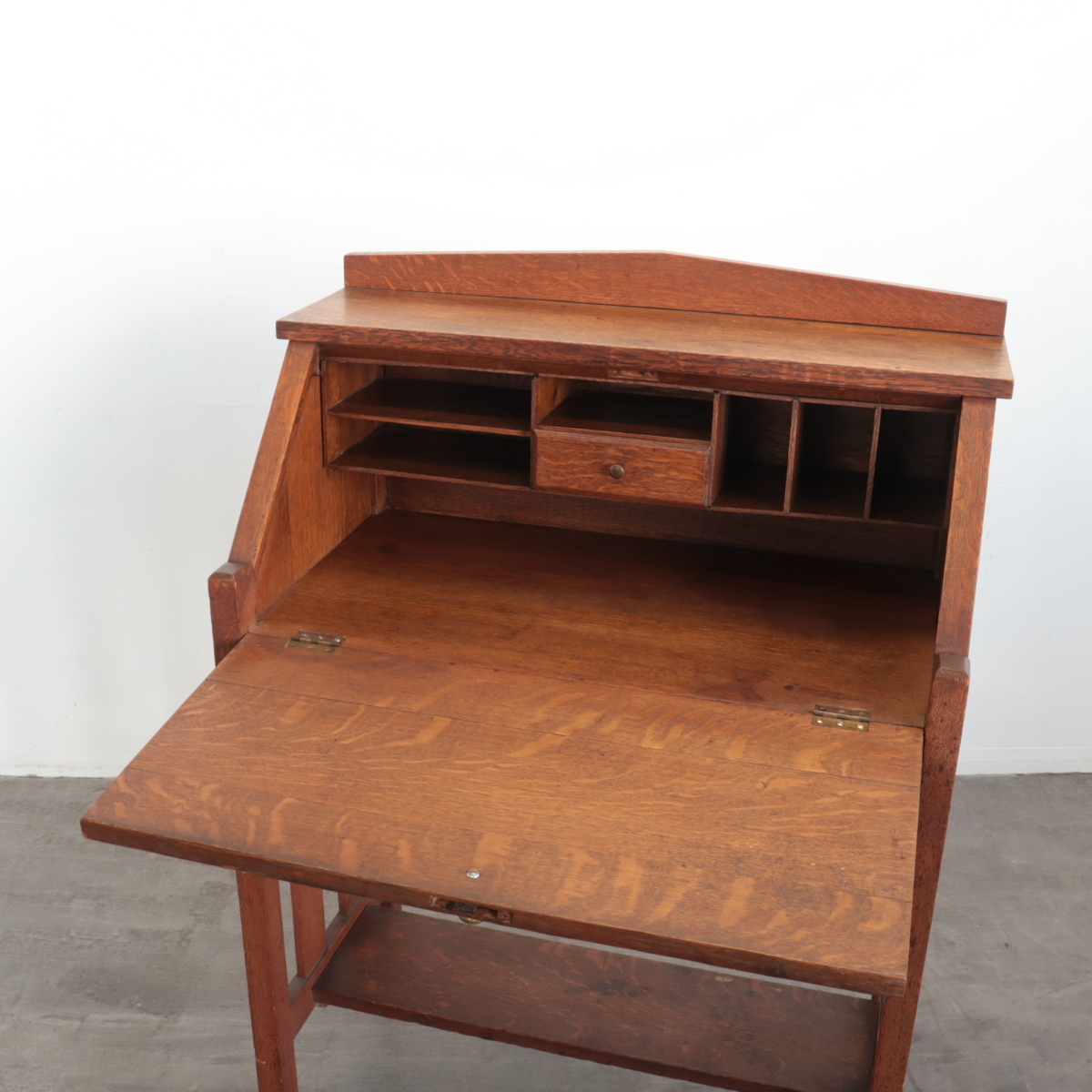#4387　アメリカ　アンティーク　30s　ライティングビューロー　ミッションスタイル　書斎機(jī)　店舗什器　家具　デスク　ヴィンテージ