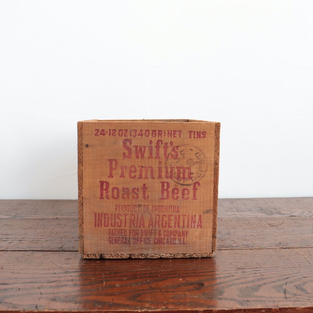 ＃4538　アメリカ　ヴィンテージ　【Swift】 木箱　ウッドボックス　ディスプレイ　運(yùn)搬箱　収納　什器　ガーデニング