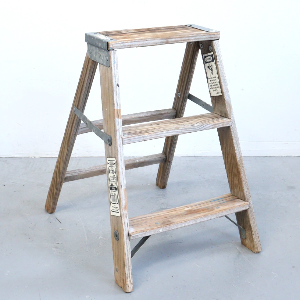 アメリカ ヴィンテージ 3段 腳立 / 木制ラダー stepladder ディスプレイ 店舗什器 ガーデニング アンティーク 雑貨＃610-18-197-26