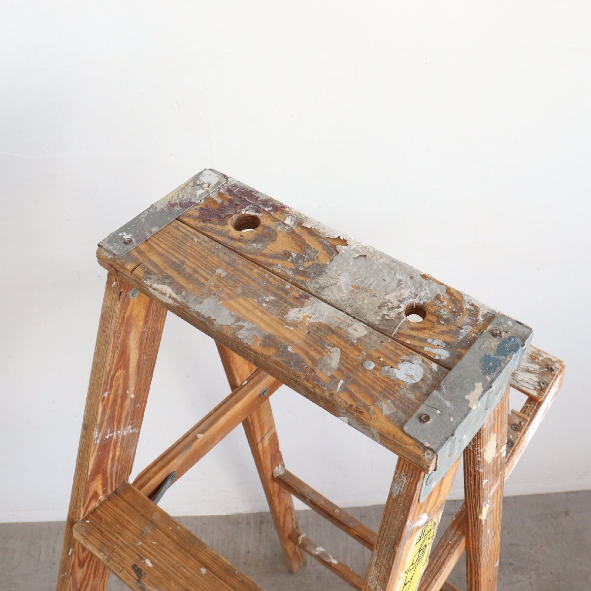 アメリカ ヴィンテージ 4段 腳立 / 木制ラダー stepladder ディスプレイ 店舗什器 ガーデニング アンティーク 雑貨 ＃602-20-168-12