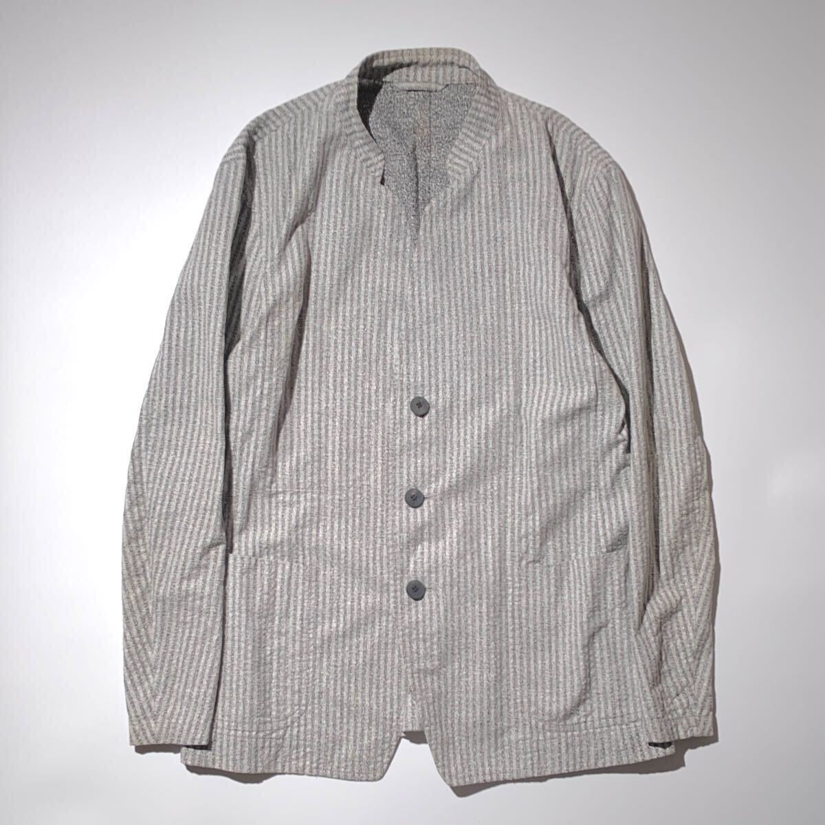 17ss ISSEY MIYAKE MEN カラーレスストライプジャケット ME71FD233 イッセイミヤケメン 