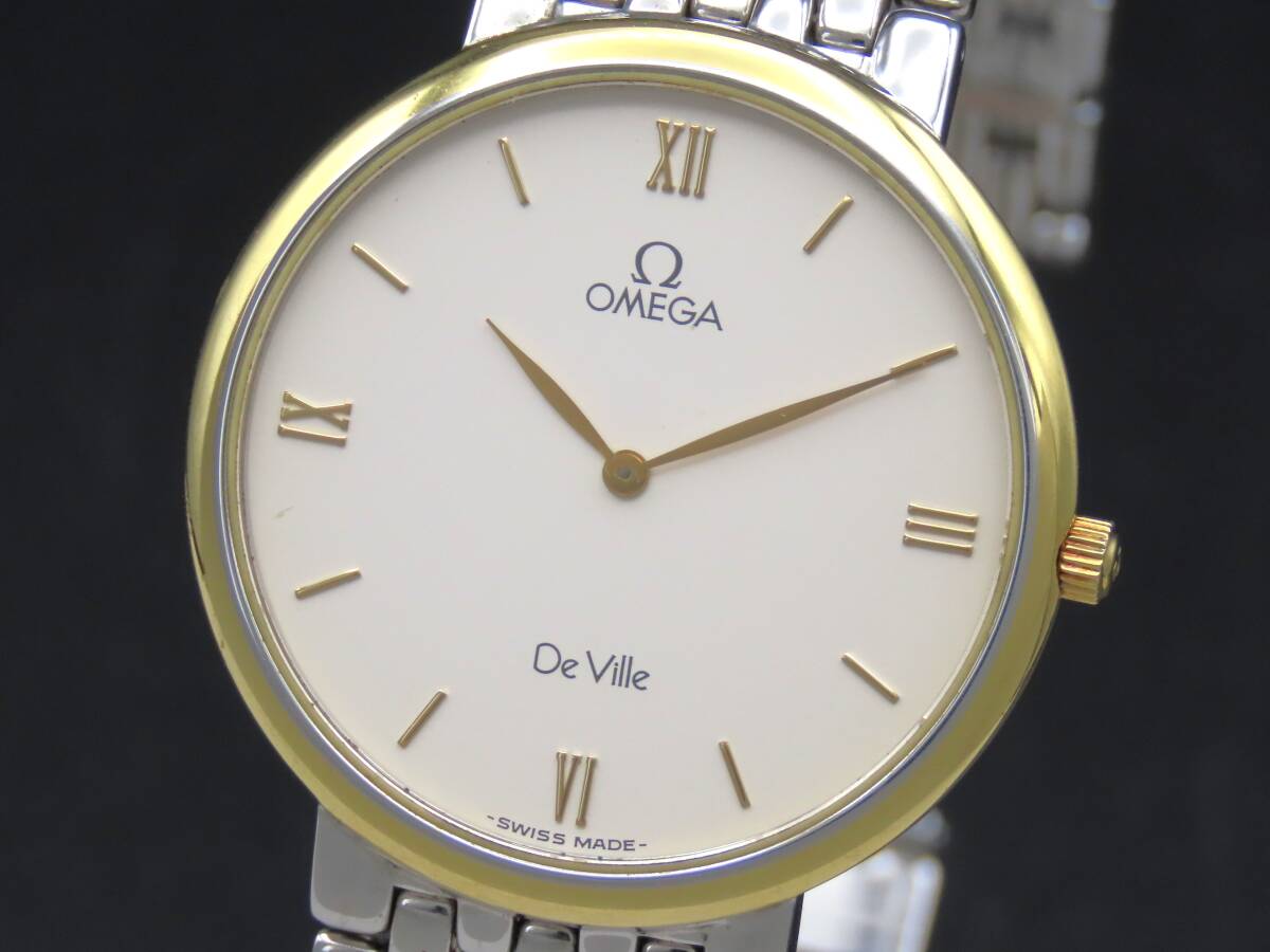 DE VILLE オメガ デビル シンボル クォーツ メンズ 腕時計 18K