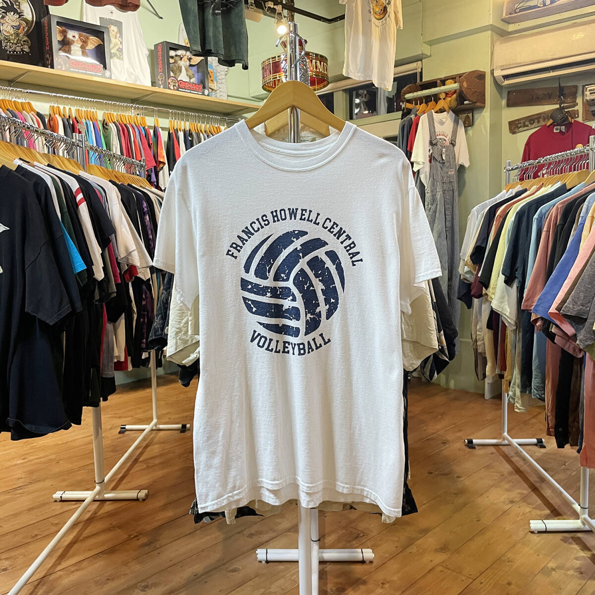 【期間限定SALE】 USA 古着 Tシャツ バレーボール プリント ホワイト 白T クルーネック メンズL 程度 BA2340_画像1