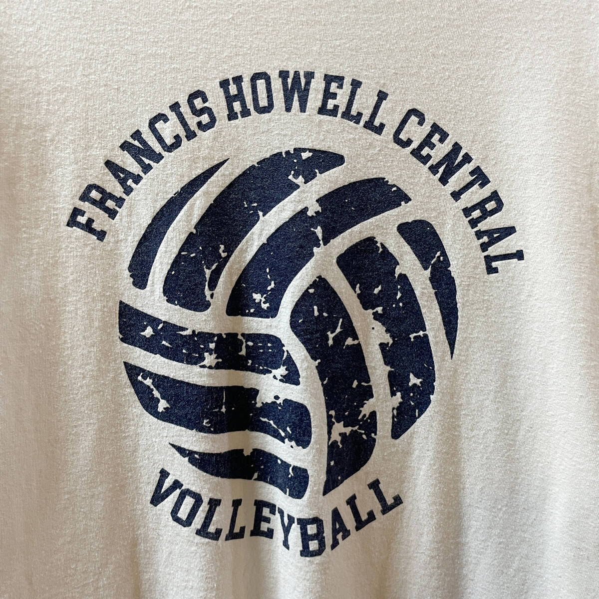 【期間限定SALE】 USA 古着 Tシャツ バレーボール プリント ホワイト 白T クルーネック メンズL 程度 BA2340_画像4