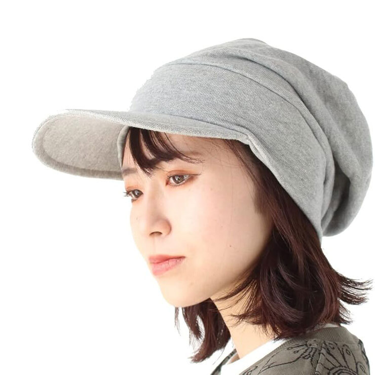 ＜Lサイズ(約59-62cm)＞＜グレー＞帽子 レディース Regnuu 日本制 スウェット キャスケット メンズ 春 夏 大きいサイズ 帽子
