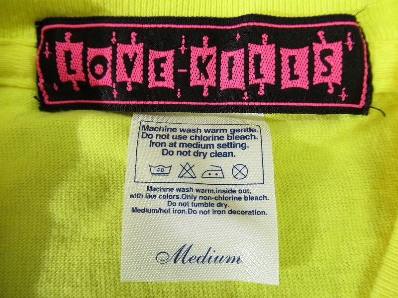 送無 G① 希少 LOVE KILLS ラブキルズ NEVER MIND SEX PISTOLS 風 ロゴ プリント 半袖 バンド Tシャツ THE MODS ザ・モッズ 森山達也 黄 ①_画像8