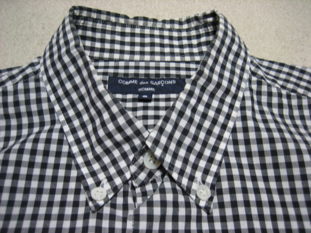 美品 ☆08SS コムデギャルソン オム チェック インサイドアウト 半袖シャツ S 黒白 / PLUS shirt DEUX ganryu BLACK COMME des GARCONS