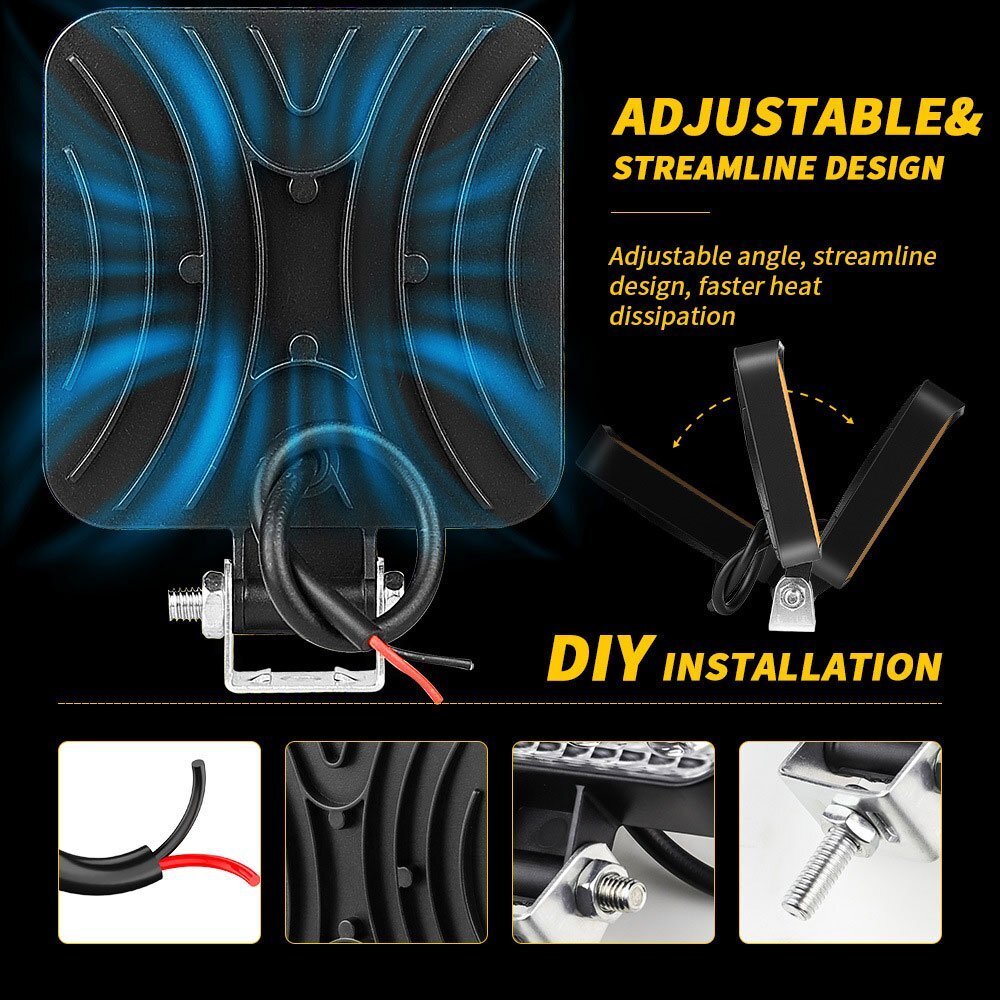 送料無(wú)料.. 48W LED ワークライト 作業(yè)燈 カラー:ブルー 12V トラック UTV ATV トレーラー ボート 4X4 建筑機(jī)械 道路照明 工事現(xiàn)場(chǎng) 8個(gè)