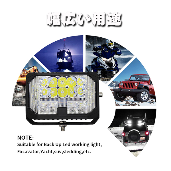 送料無料.. 三面発光 広角 5モードタイプ 7インチ LED ワークライト 作業(yè)燈 投光器 新品 トラック ホワイト イエロー 12V-24V 3M-96W 2個(gè)