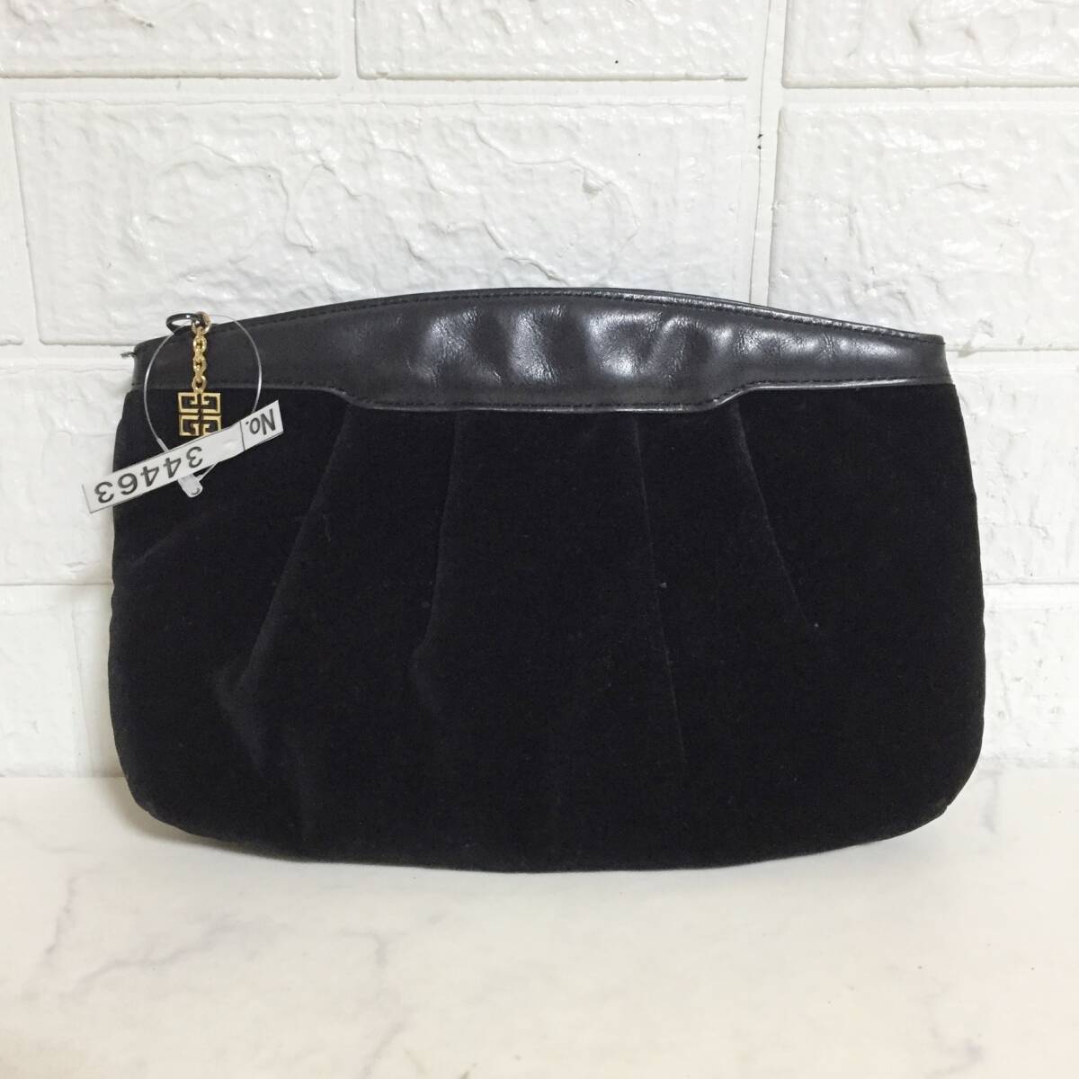 no34463 GIVENCHY ジバンシー ヴィンテージ レザー ベロア クラッチバッグ セカンドバッグ ポーチ