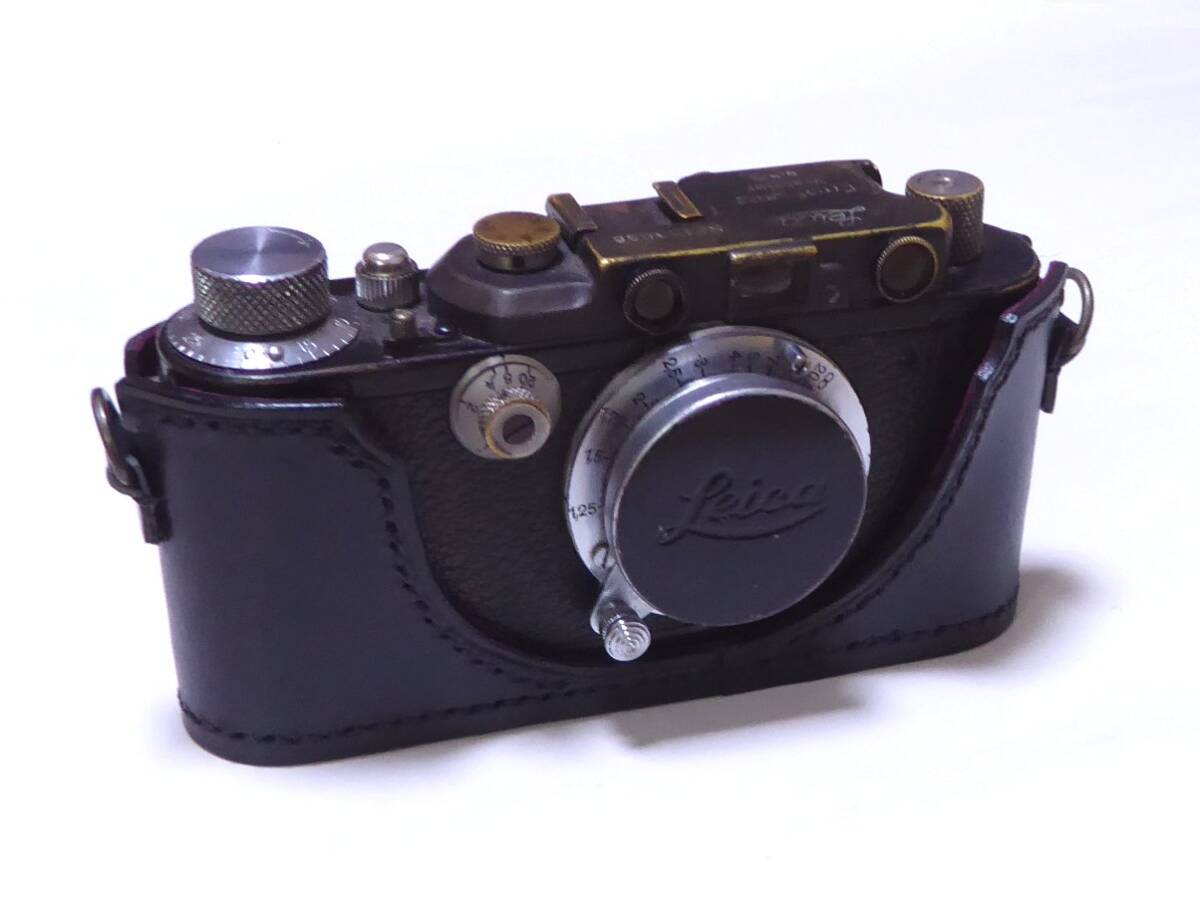 兼用型デザイン　ライカ II型（DII）、III型（DIII）用 革ケース　速寫型　黒革　ワンオフ品　B品扱い