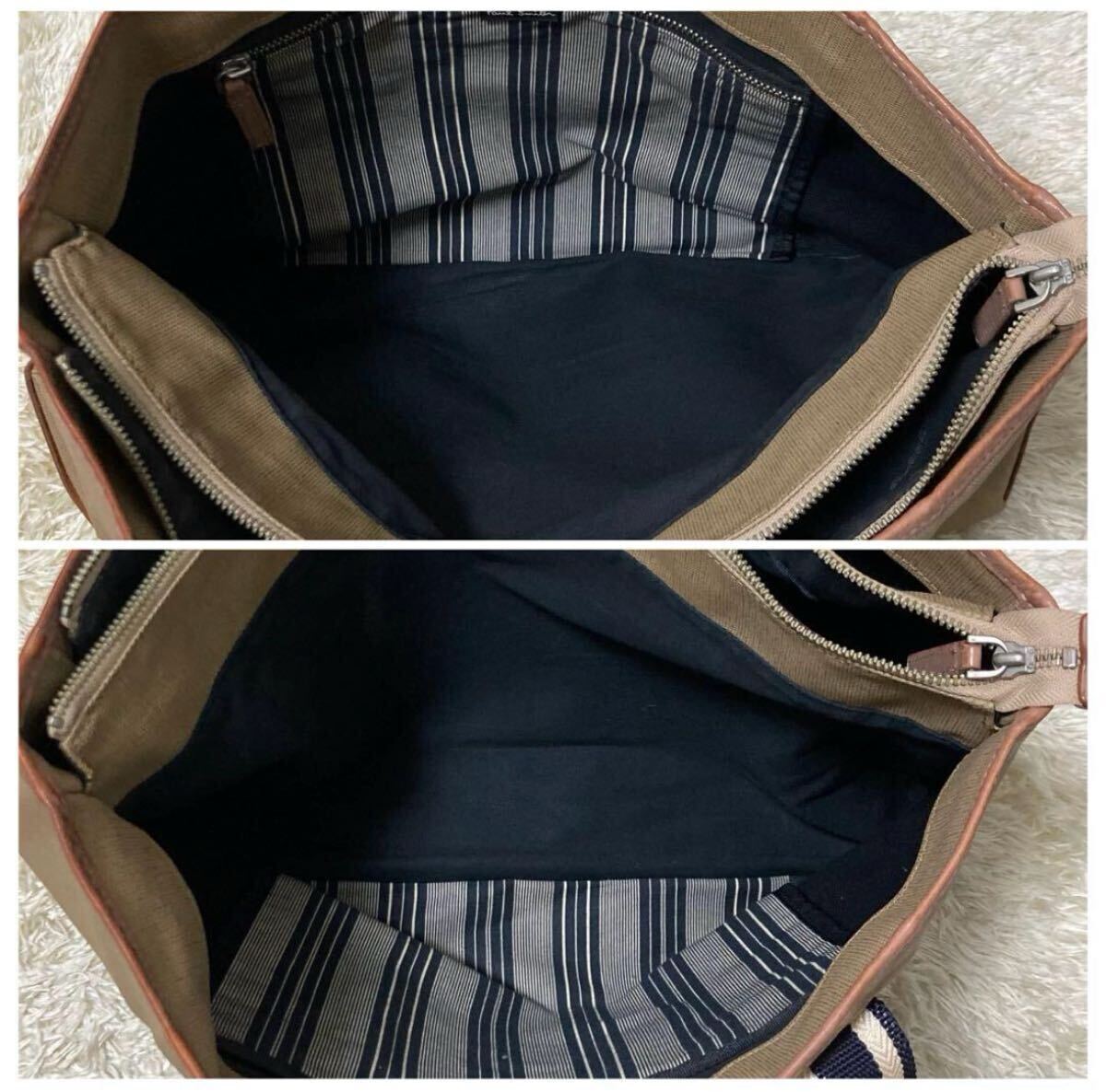 1円? 美品 Paul Smith ポールスミス ビジネスバッグ トートバッグ レザー ベージュ メンズ レディース A4収納可 肩掛け ストライプ