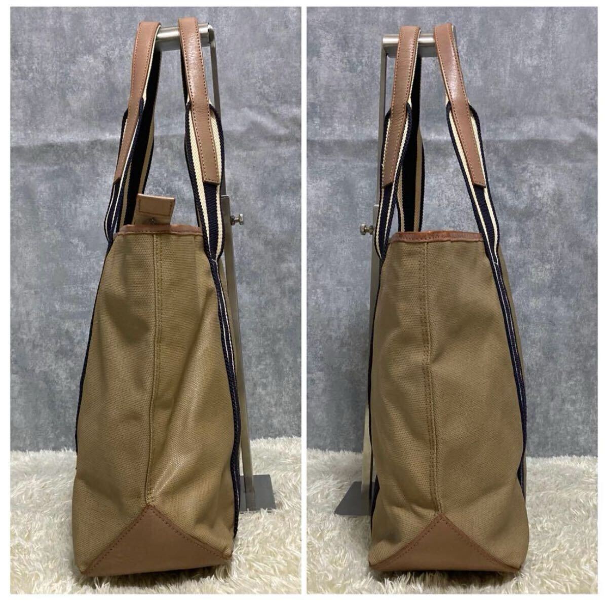 1円? 美品 Paul Smith ポールスミス ビジネスバッグ トートバッグ レザー ベージュ メンズ レディース A4収納可 肩掛け ストライプ
