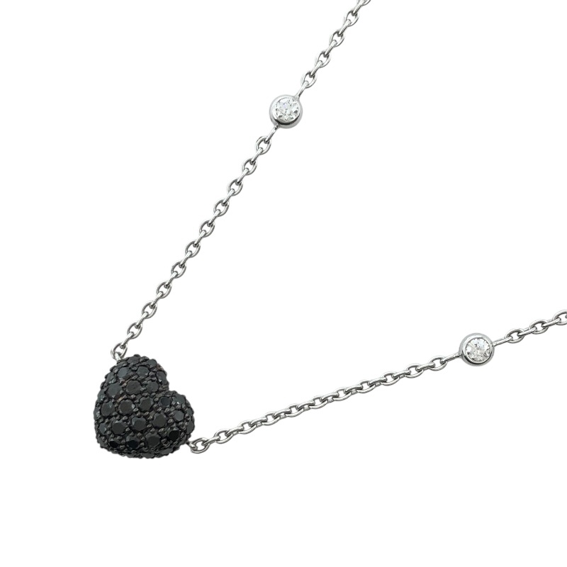 ショパール Chopard ハートモチーフダイヤ/ブラックダイヤ　ネックレス K18WG ジュエリー 中古