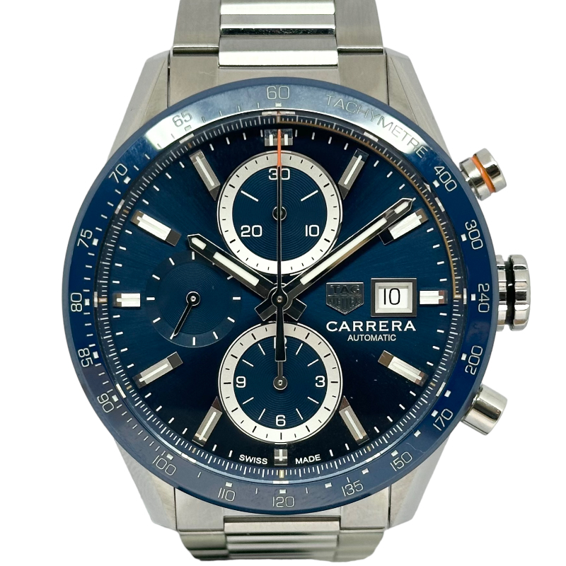 タグ?ホイヤー TAG HEUER カレラキャリバー 16 クロノグラフ CBM2112.BA0651 シルバー×ブルー ステンレススチール 腕時計 メンズ 中古