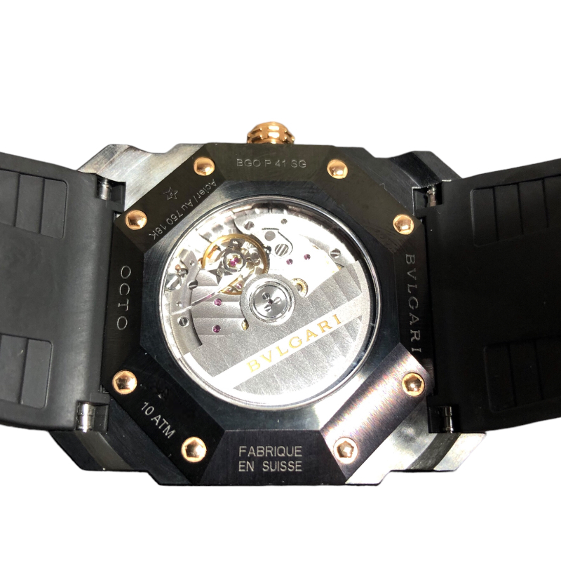 ブルガリ BVLGARI オクト ウルトラネロ BGOP41SG ブラック K18ピンクゴールド PG/SS 腕時計 メンズ 中古