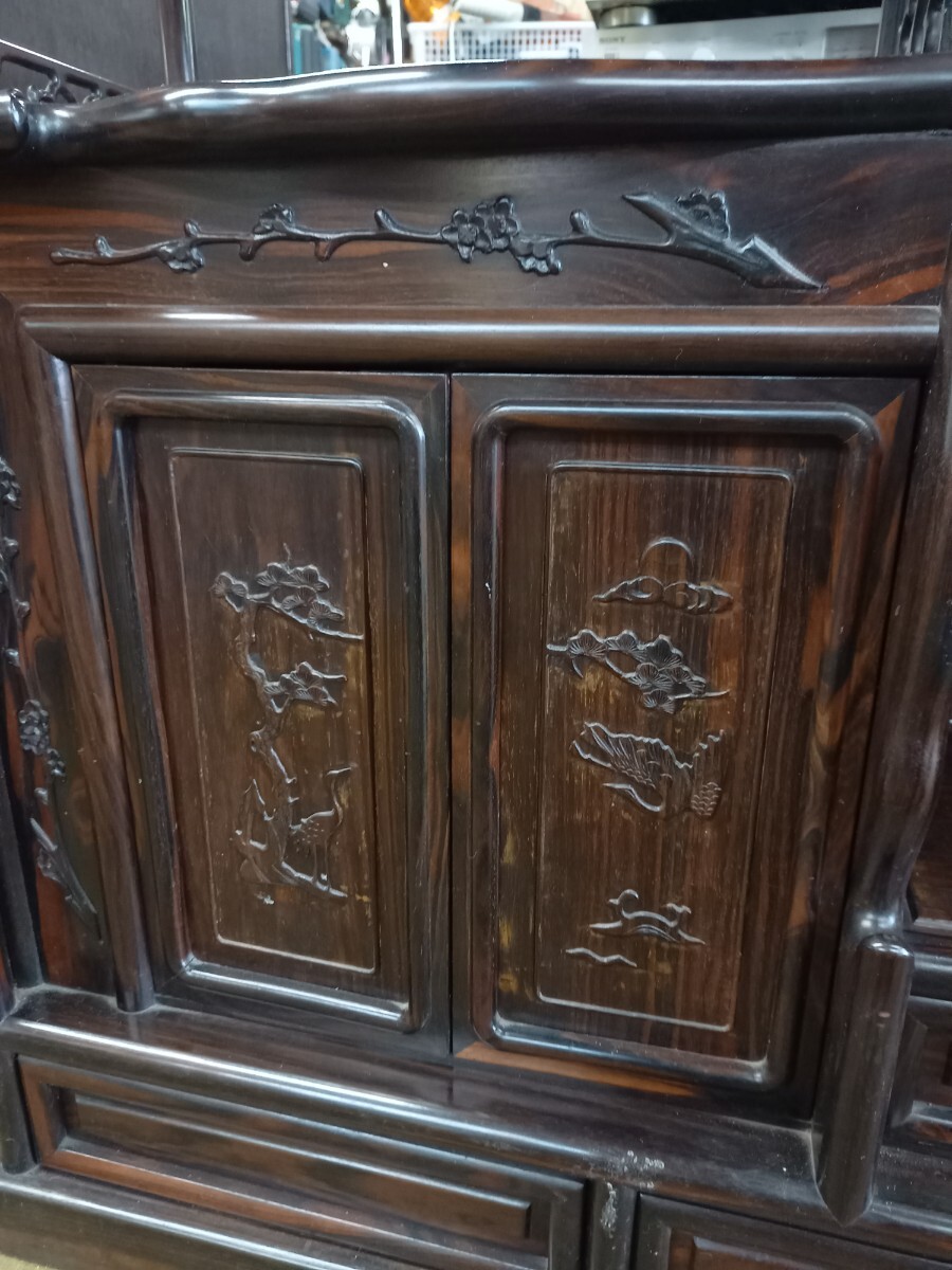黒檀　ムク材　違い棚　幅120×高さ127センチ　展示品