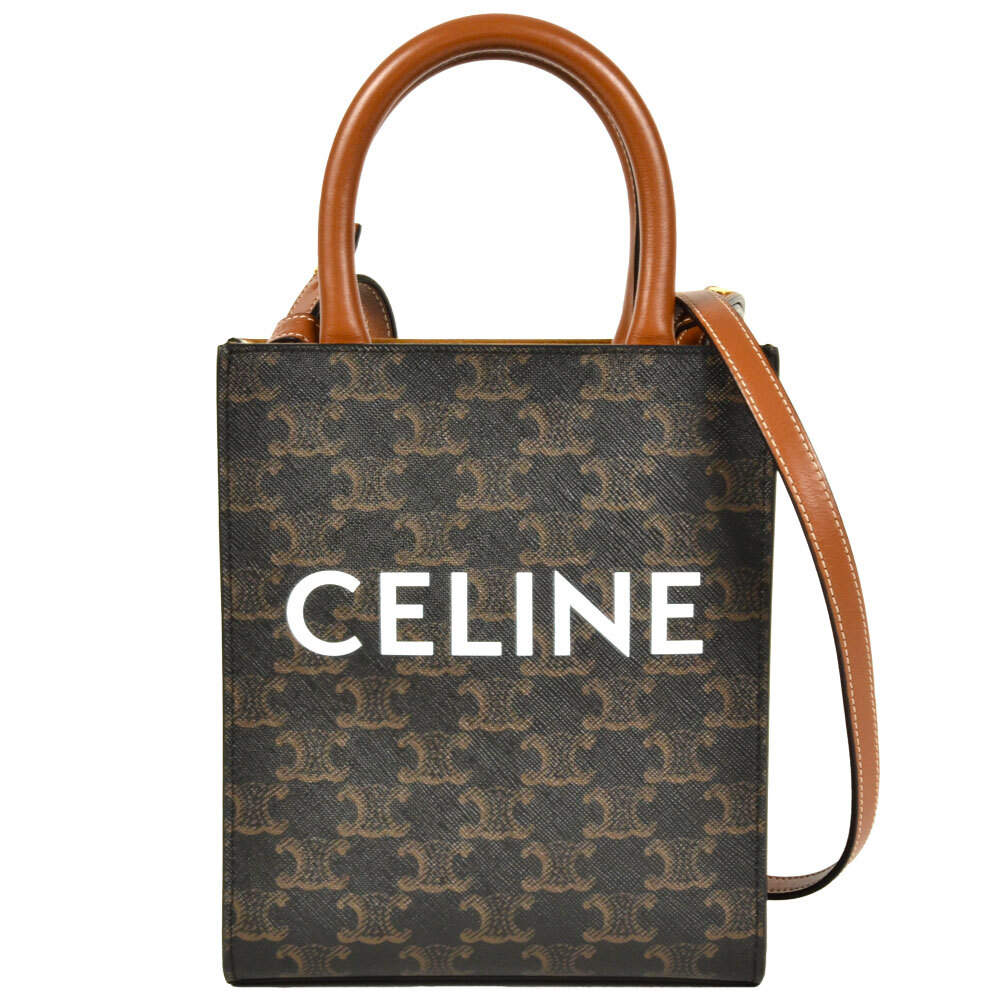 セリーヌ CELINE ミニバーティカル カバ ショルダーバッグ PVCコーティングキャンバス ブラウン ミニ ショルダーバッグ レディース